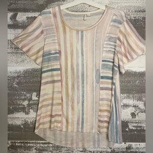 Pastel Striped Short Sleeve Women's Top